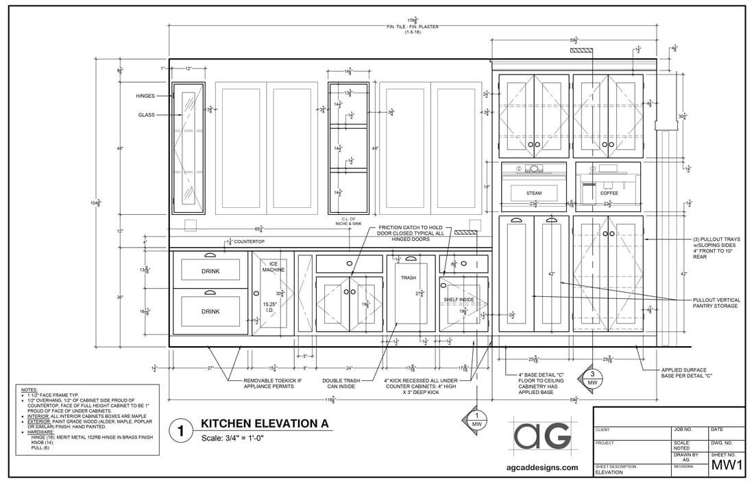 Custom furniture technical drawing